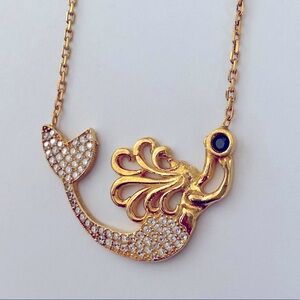 🧜‍♀️Mermaid 925 silver cz necklace 18K yellow gold plated